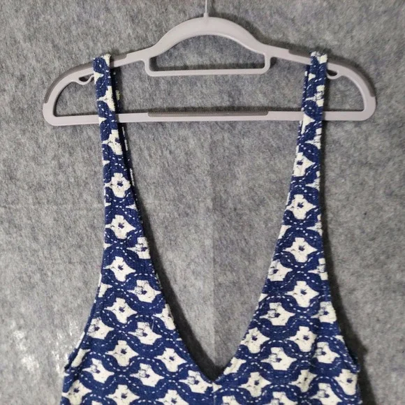 Zara Trafaluc Romper S Deep V Neck Sleeveless‎ Knit Pinafore Mod Retro Hippie - Picture 2 of 9